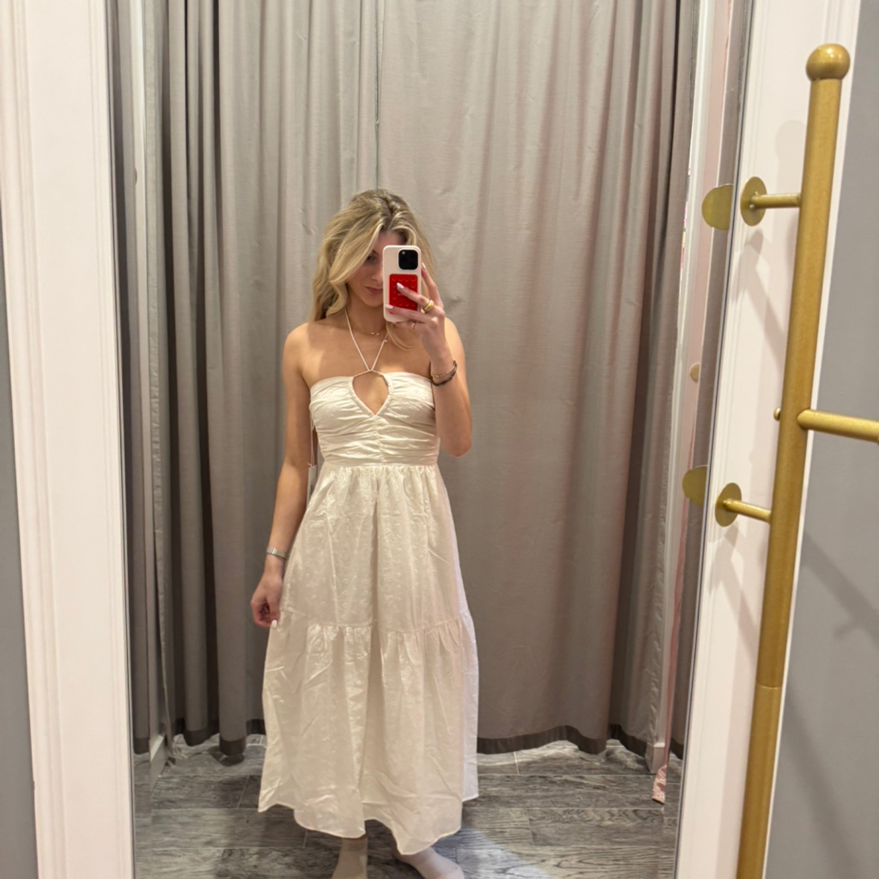 The eyelet aeries halter dress